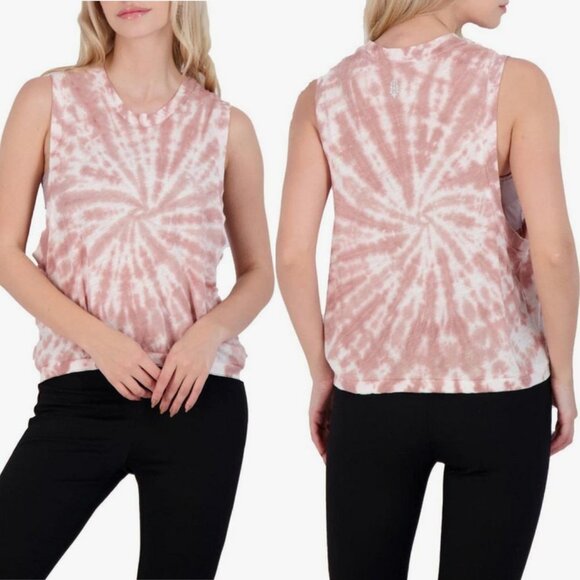 Free People Love Tie Dye Tank Top Burgundy White Muscle Tank Crew Neck Medium - Picture 1 of 6